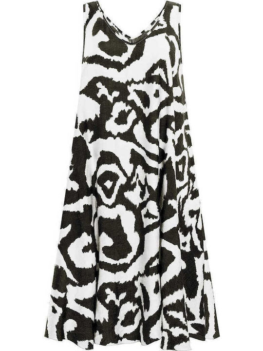 Celestino Damenkleid Imprimé Viskose Loose Fit Schwarz