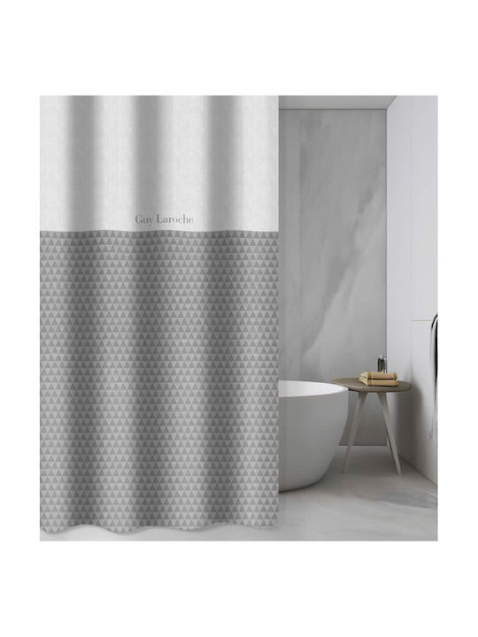 Guy Laroche Tokyo Shower Curtain Fabric with Hooks 240x185cm Silver