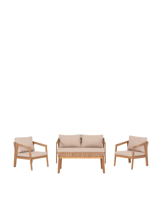 Set de mobilier pentru camera de zi de exterior 4 buc Bej
