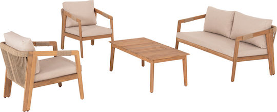 Set de mobilier pentru camera de zi de exterior 4 buc Bej
