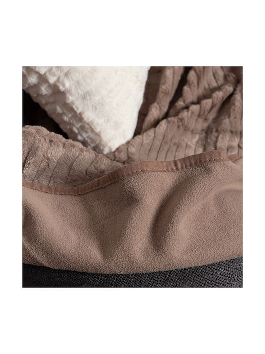 Silk Fashion Διακοσμητική Μαξιλαροθήκη Stripe από Γούνα Καφέ 45x45εκ.