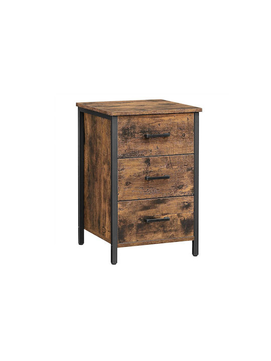 Wooden Bedside Table with Metallic Legs Brown 40x40x60cm