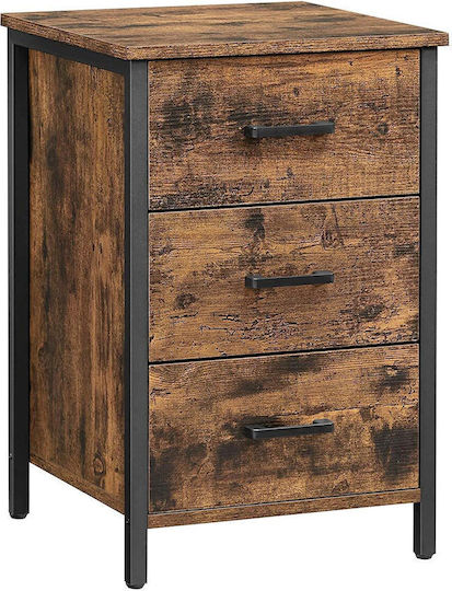 Wooden Bedside Table with Metal Legs Brown 40x40x60cm LET509B01