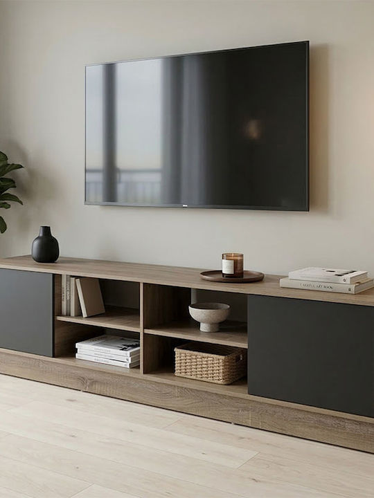 Έπιπλο Τηλεόρασης Tivia Sonoma-ανθρακί Μ180xΠ35xΥ41.5cm