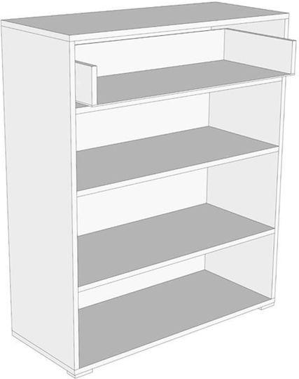 Beny Sideboard Wooden with Drawers Grey Oak / White Lacquer 79x35x97.5cm