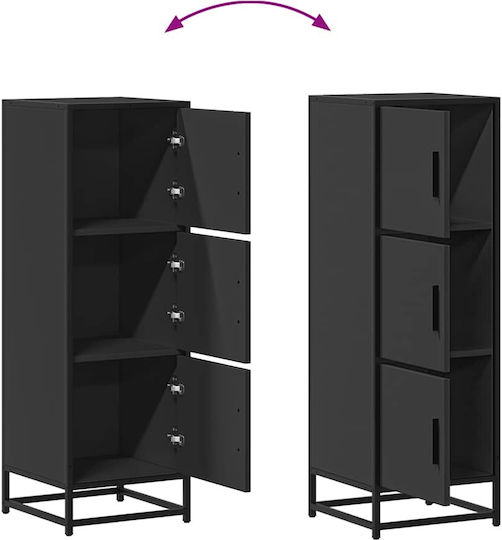 Living Room Display Cabinet Made of Particle Board Black 35.5x35x106.5cm