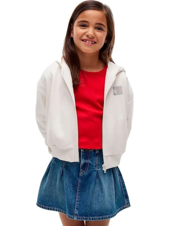 Kinder-Sweatshirt Strickjacke mit Kapuze Weiß