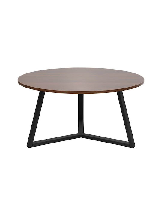 Round Central Coffee Table Berton from Solid Walnut Wood W80xL80xH40cm
