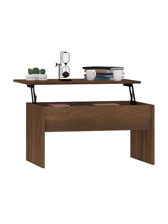 Rectangular Central Wooden Coffee Table with Lifting Mechanism Brown M80xW50.5xH41.5cm