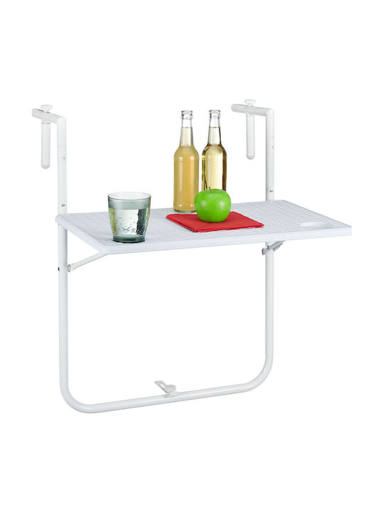 Garten- und Terrassentisch für Kleine Außenräume Zusammenklappbar Rattan mit Metallrahmen Weiß 83x57x60cm