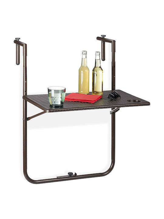 Masă Pentru Spații Exterioare Mici Pliabilă Din Rattan Cu Ramă Metalică Maro 83x59x59 cm