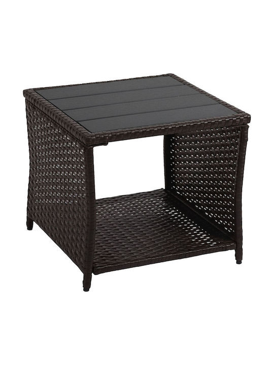 Masă Pentru Spații Exterioare Mici Din Rattan Cu Ramă Metalică Culoare Maro/Negru 40x45x45cm