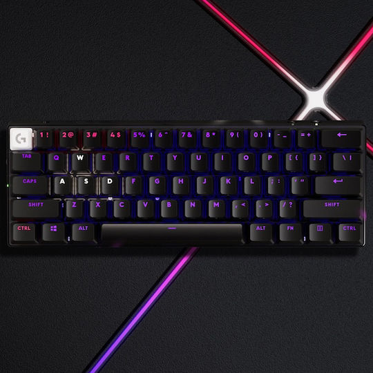 Logitech PRO X 60 Ασύρματο Οπτικό Gaming Πληκτρολόγιο 60% με GX Brown διακόπτες και RGB φωτισμό (International English)