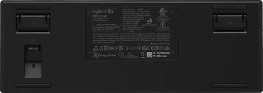Logitech PRO X 60 Ασύρματο Οπτικό Gaming Πληκτρολόγιο 60% με GX Brown διακόπτες και RGB φωτισμό (International English)