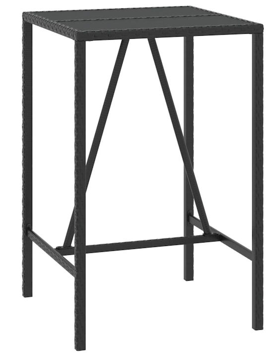 Outdoor Bar Rattan Table Black 70x70x110cm