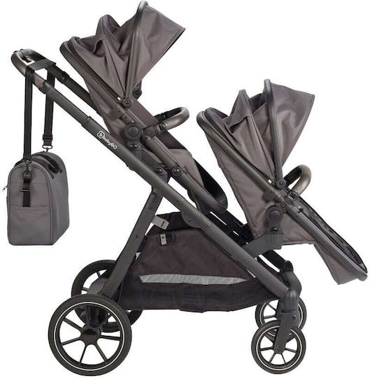 BabyGo Duo Ρυθμιζόμενο Καρότσι για Δίδυμα Kατάλληλο για Nεογέννητο Καφέ 7803