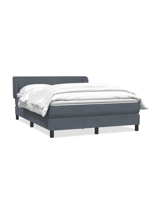 Doppelbett Bezogen mit Stoff Dunkelgrau mit Lattenrost & Matratze 160x210cm