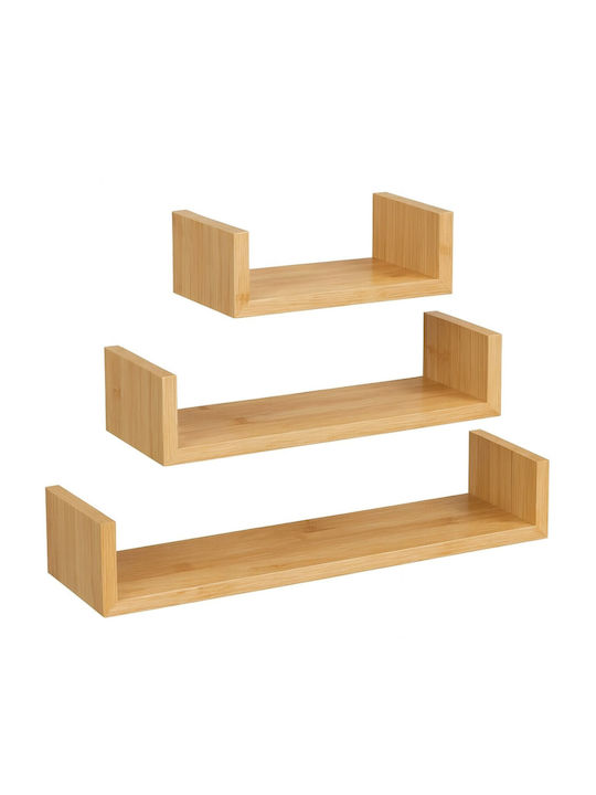 Bamboo Wall Shelves (3 Pieces) 60x15x10cm