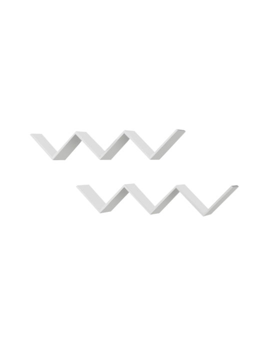 Rafturi Zig Zag Albe (2 Bucăți) 129x22x24.5 cm