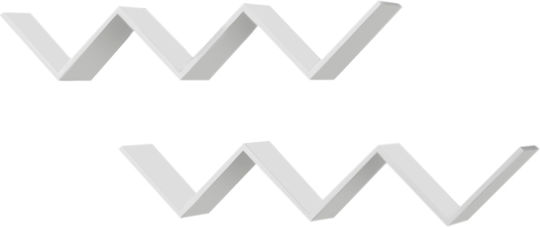 Shelves Wall Zig Zag 2pcs 129x22x24.5cm White Shelves Wall Zig Zag 2pcs 129x22x24.5cm White
