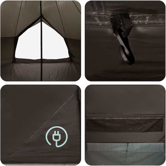 vidaXL Campingzelt Teepee Grau 4 Jahreszeiten 400x400x250cm