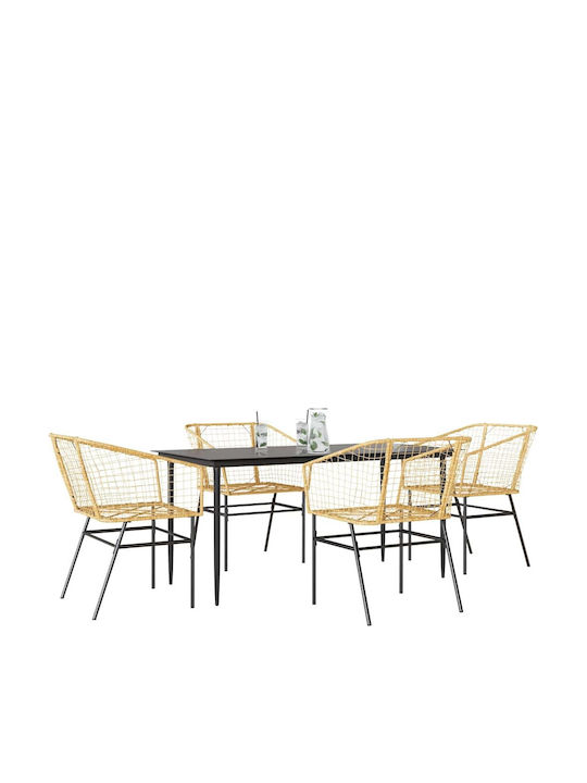Garten- und Outdoor-Möbelsets Typsatz Speisesaal 5 Stück Kaffee mit Kissen