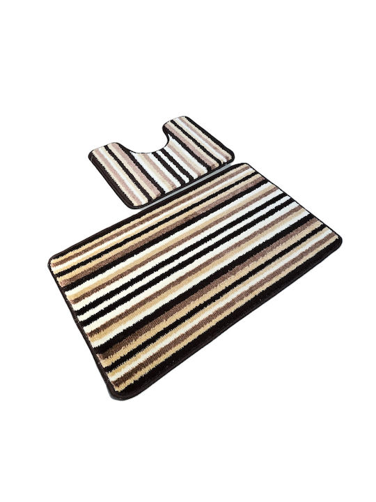 Kotonia Home Antiderapant Set Covorașe de Baie Maro 50x80buc 2buc