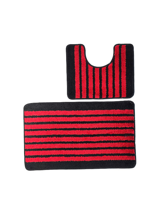 Kotonia Home Antiderapant Set Covorașe de Baie Roșu 50x80buc 2buc