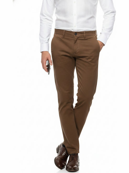 Pantaloni Chino cu Croială Regulară Tabac