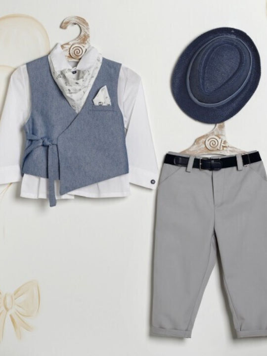 Lollipop Baptism Suit For Boy Blue K2617
