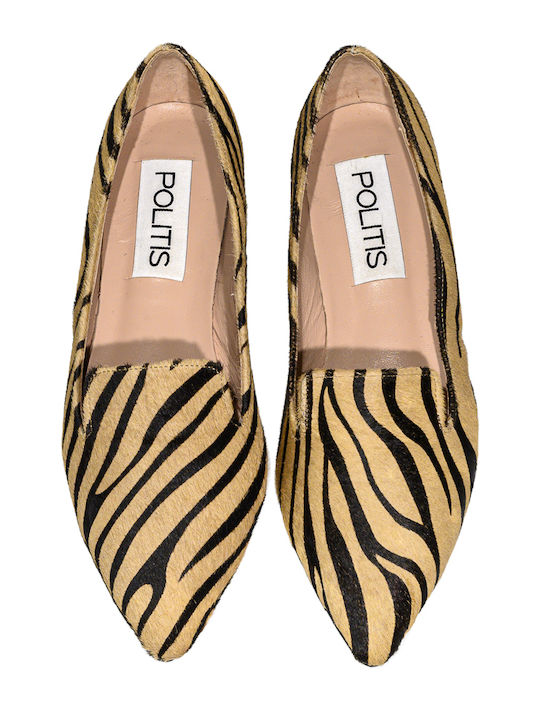 Leather Women's Moccasins In Beige Colour