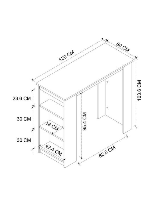 Toska Τραπέζι Μπαρ Ξύλινο Pine Oak 120x50x103.6εκ.