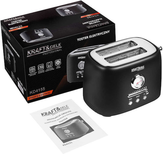 Kraft & Dele Тостер Двуместен 1000W Черен