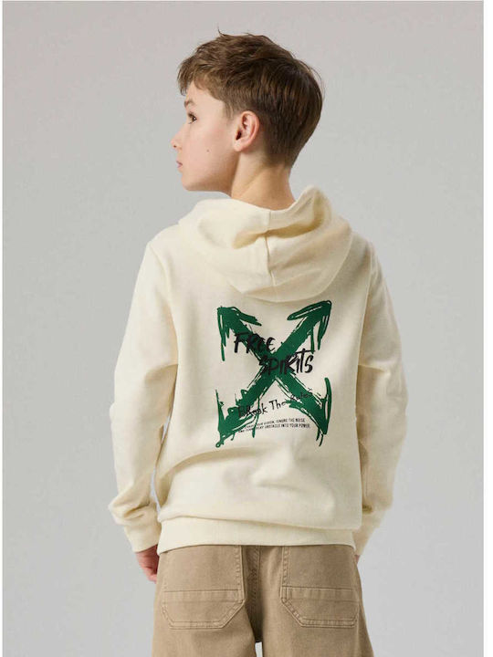 Kinder-Sweatshirt mit Ecru Kapuze