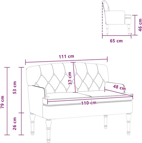 Doppelsitzer Samt Rosa 111x65x79cm
