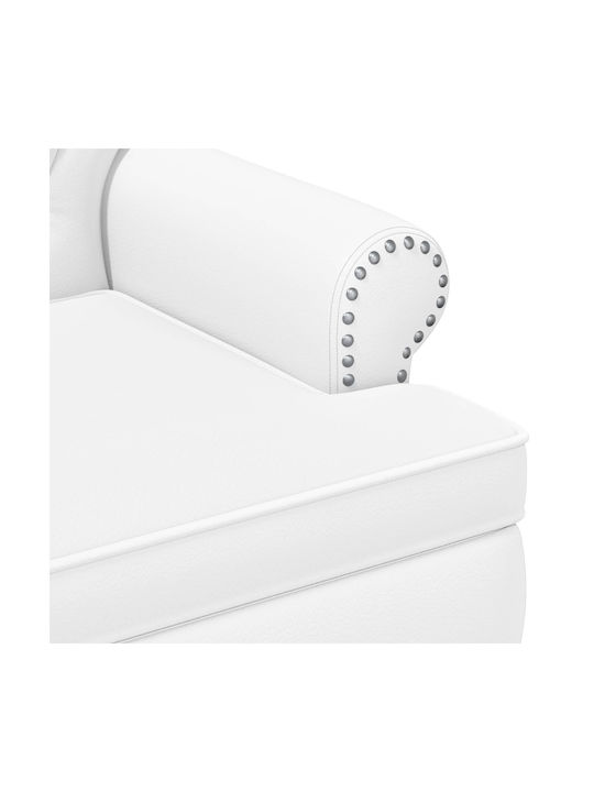 Two-Seater Velvet White Couch 120x65x77 cm