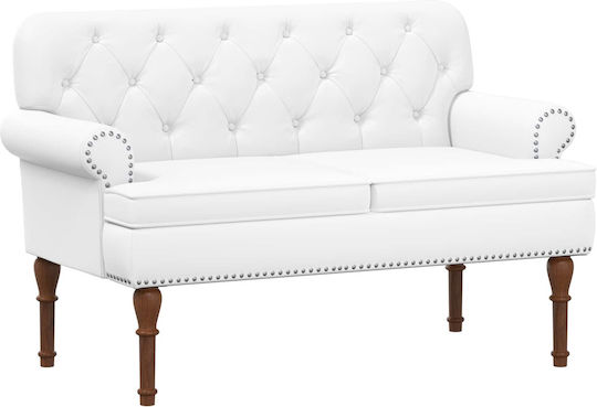 Two-Seater Velvet White Couch 120x65x77 cm