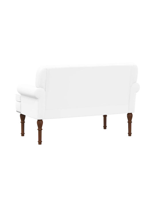 Two-Seater Velvet White Couch 120x65x77 cm