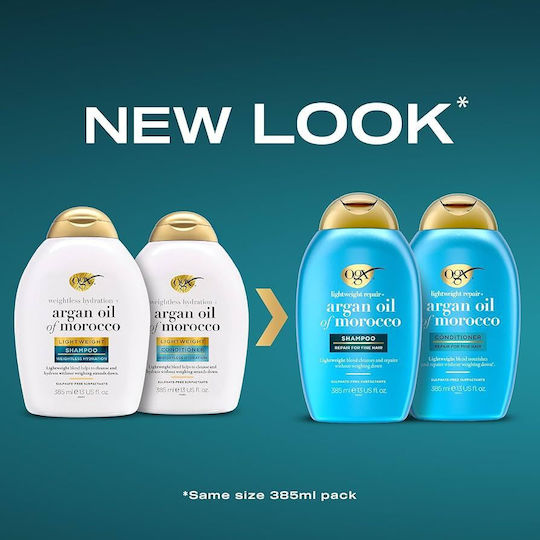 OGX Argan Oil Of Morocco Lightweight Shampoos Reconstruction/Nourishment & Hydration for Oily Hair 385ml