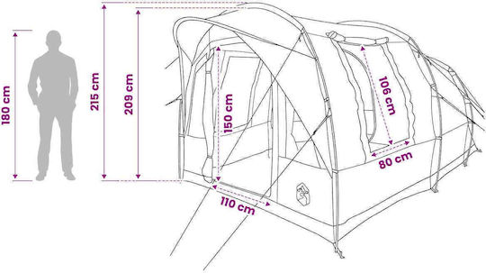 vidaXL Campingzelt Tunnel Khaki 4 Jahreszeiten 400x260x200cm
