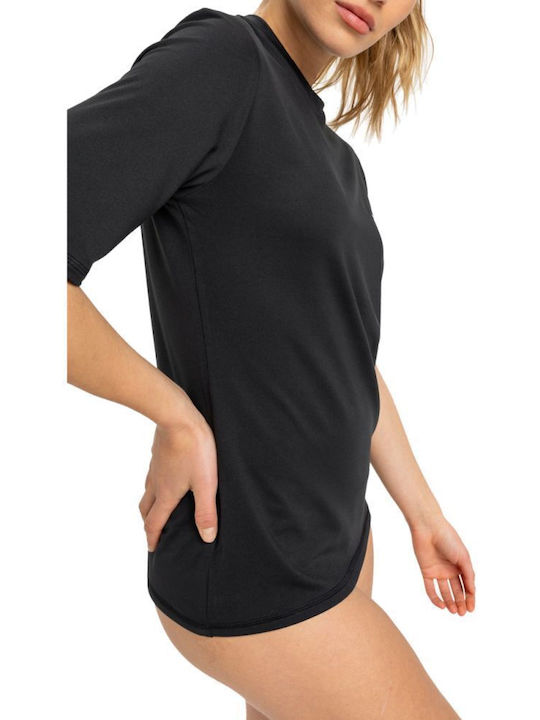 Roxy Waves UPF 50 Women Short Sleeve Sun Protection Shirt Black
