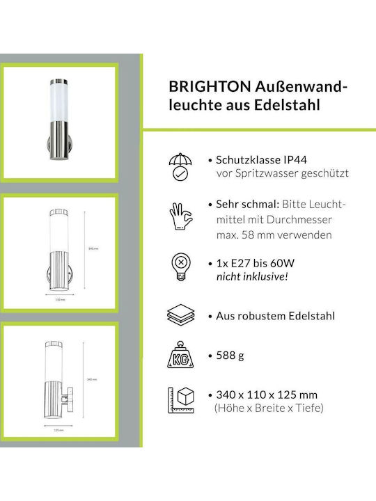 Лампа Easylight Стенно Външно Осветително Тяло E27 IP44 12x34см