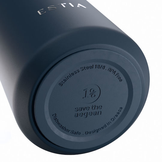 Estia Pulse Save The Aegean Recyclable Thermos Bottle Stainless Steel BPA Free 500ml Indigo
