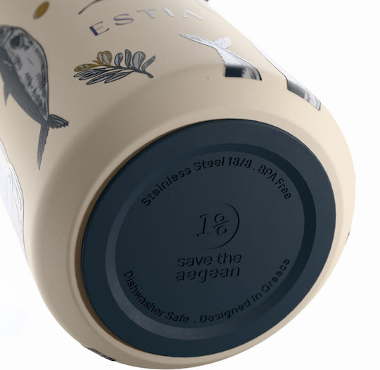 Estia Pulse Save The Aegean Recyclable Thermos Bottle Stainless Steel BPA Free 500ml Salt Life