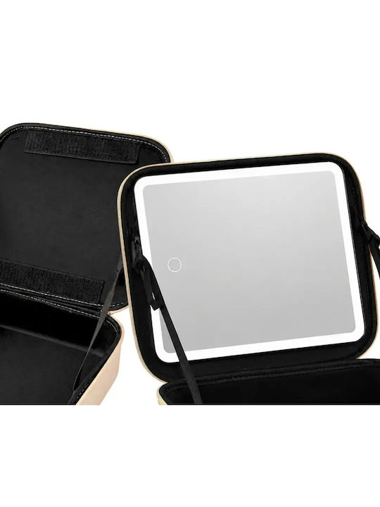 Toiletry Bag for Cosmetics with LED Mirror Hard Construction Adjustable Dividers
