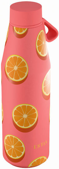 Estia Flow Save The Aegean Recyclable Thermos Bottle Stainless Steel BPA Free 500ml Orange Pop