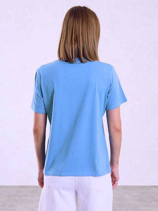 Celestino Τ-shirt Μονόχρωμο Loose Fit Μπλε Ανοιχτό
