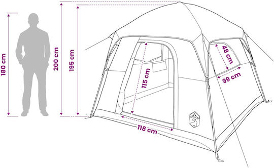 vidaXL Σκηνή Camping Χακί 244x213x183εκ.