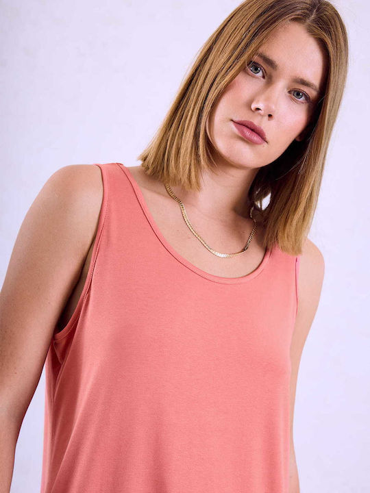 Celestino Women's Sleeveless Monochrome Loose Fit Blouse Coral