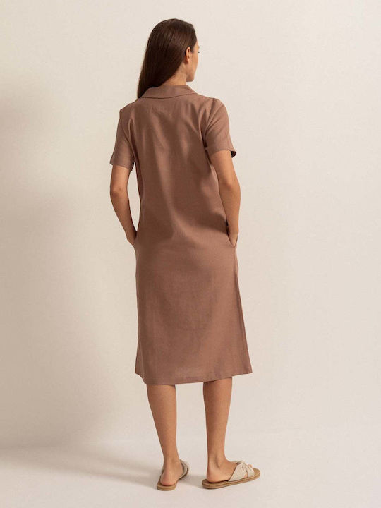 Καλοκαιρινό Midi Σεμιζιέ Φόρεμα Cool Flax In/viscose